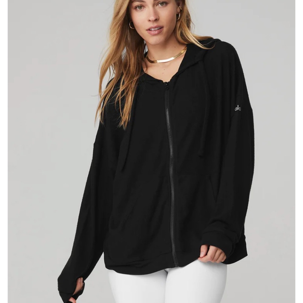 ALO Black Zip Up Hoodie